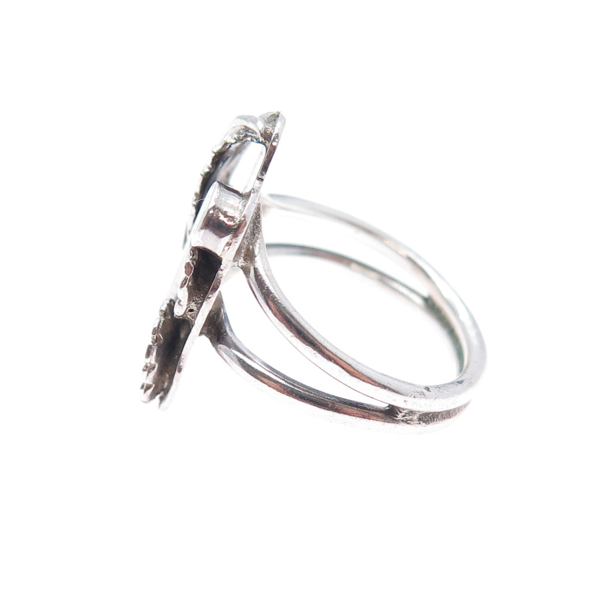 Old Pawn Sterling Silver Vintage MAH Artisan Feather & Flower Tribal Ring Size 6