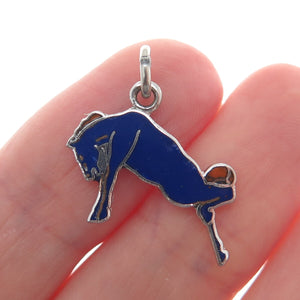 925 Sterling Silver Vintage Enamel Bull Fighting Charm Pendant