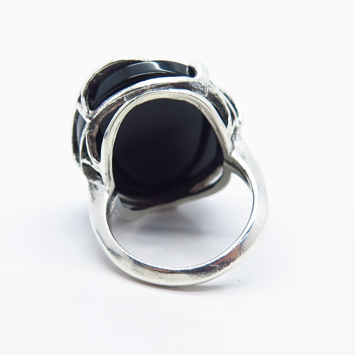 925 Sterling Silver Vintage Real Black Onyx Gemstone Ring Size 6.25