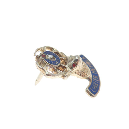 925 Sterling Silver Antique Enamel BPOE Order of the Elks Charter Member Pin