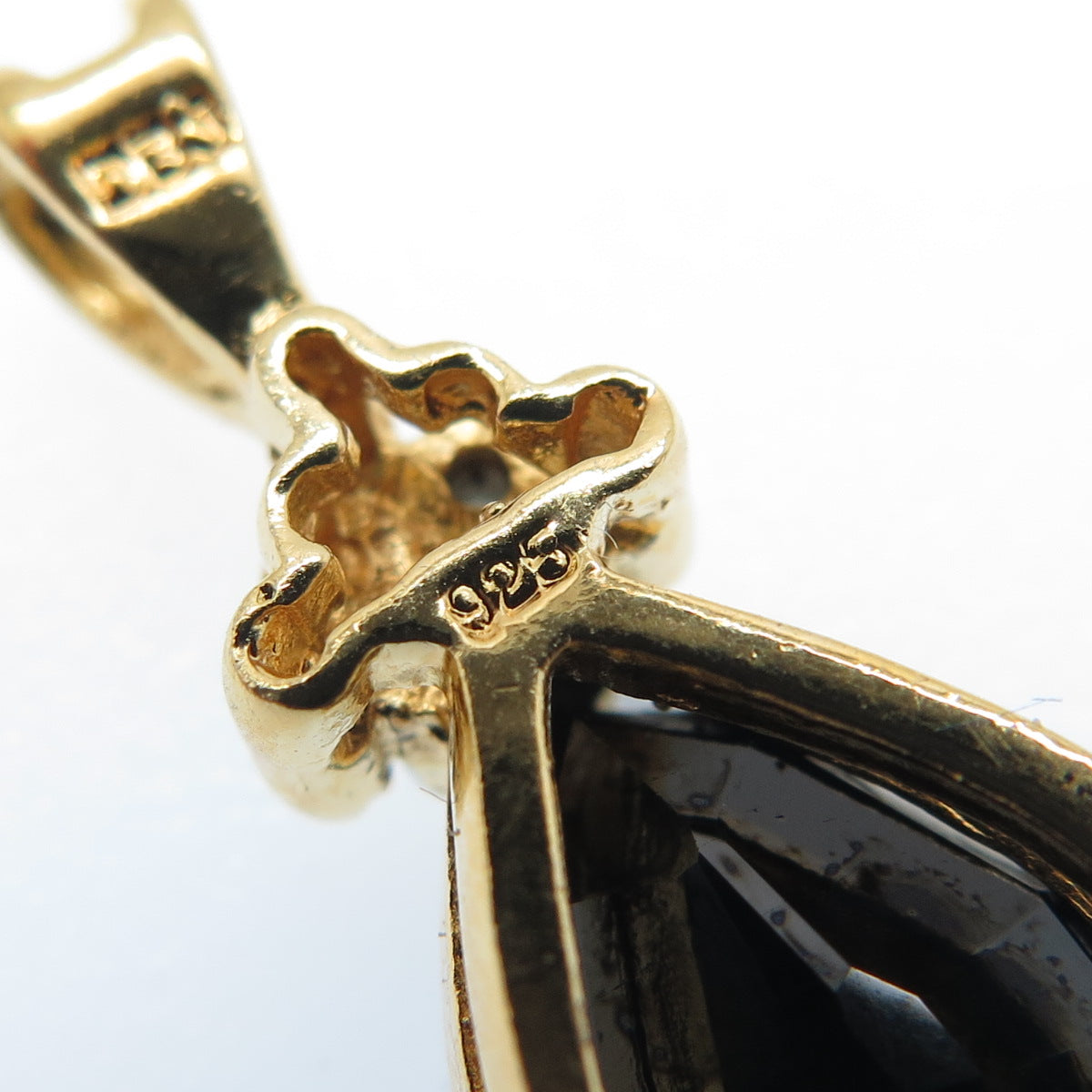 DBJ DEE BERKLE 925 Sterling Gold Plated Real Diamond & Sapphire Teardrop Pendant