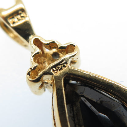 DBJ DEE BERKLE 925 Sterling Gold Plated Real Diamond & Sapphire Teardrop Pendant