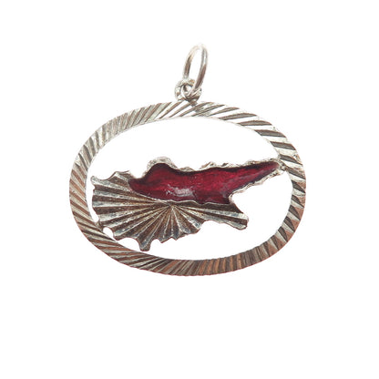 925 Sterling Silver Vintage Enamel Modernist Charm Pendant