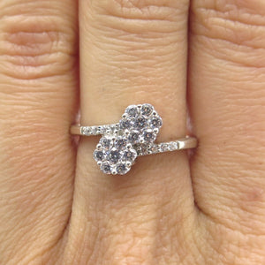 925 Sterling Silver Round-Cut Shaped C Z Bypass Ring Size 7.75