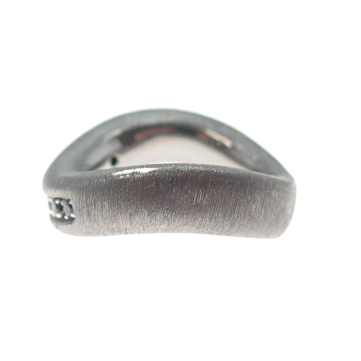 JCM JACMEL MAURITIUS Sterling Silver Black Rhodium Italy C Z Wavy Ring Size 6.75