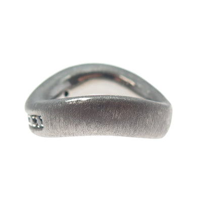 JCM JACMEL MAURITIUS Sterling Silver Black Rhodium Italy C Z Wavy Ring Size 6.75