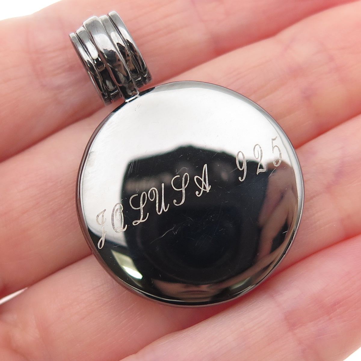 JOLUSA 925 Sterling Silver Black Rhodium Real Pink Sapphire Crown Pendant