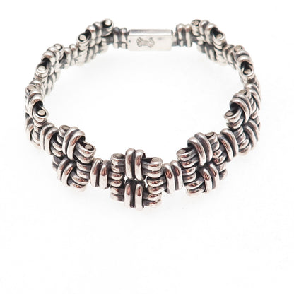925 Sterling Silver Vintage Mexico Modernist Oxidized Bracelet 7.75"
