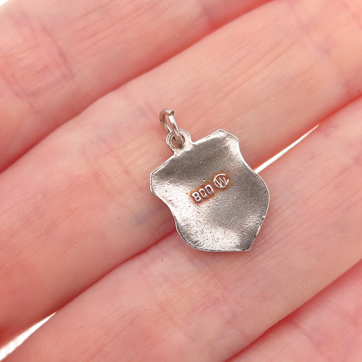 800 Silver Vintage Enamel Aachen Germany Mini Charm Pendant