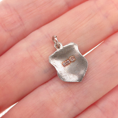 800 Silver Vintage Enamel Aachen Germany Mini Charm Pendant