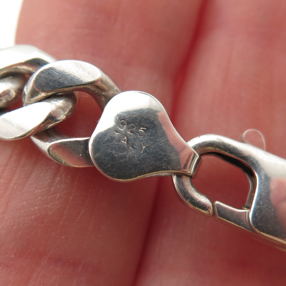 Karizia Spa KA-1772 925 Sterling Silver Vintage Italy Cuban Link Bracelet 8.75"