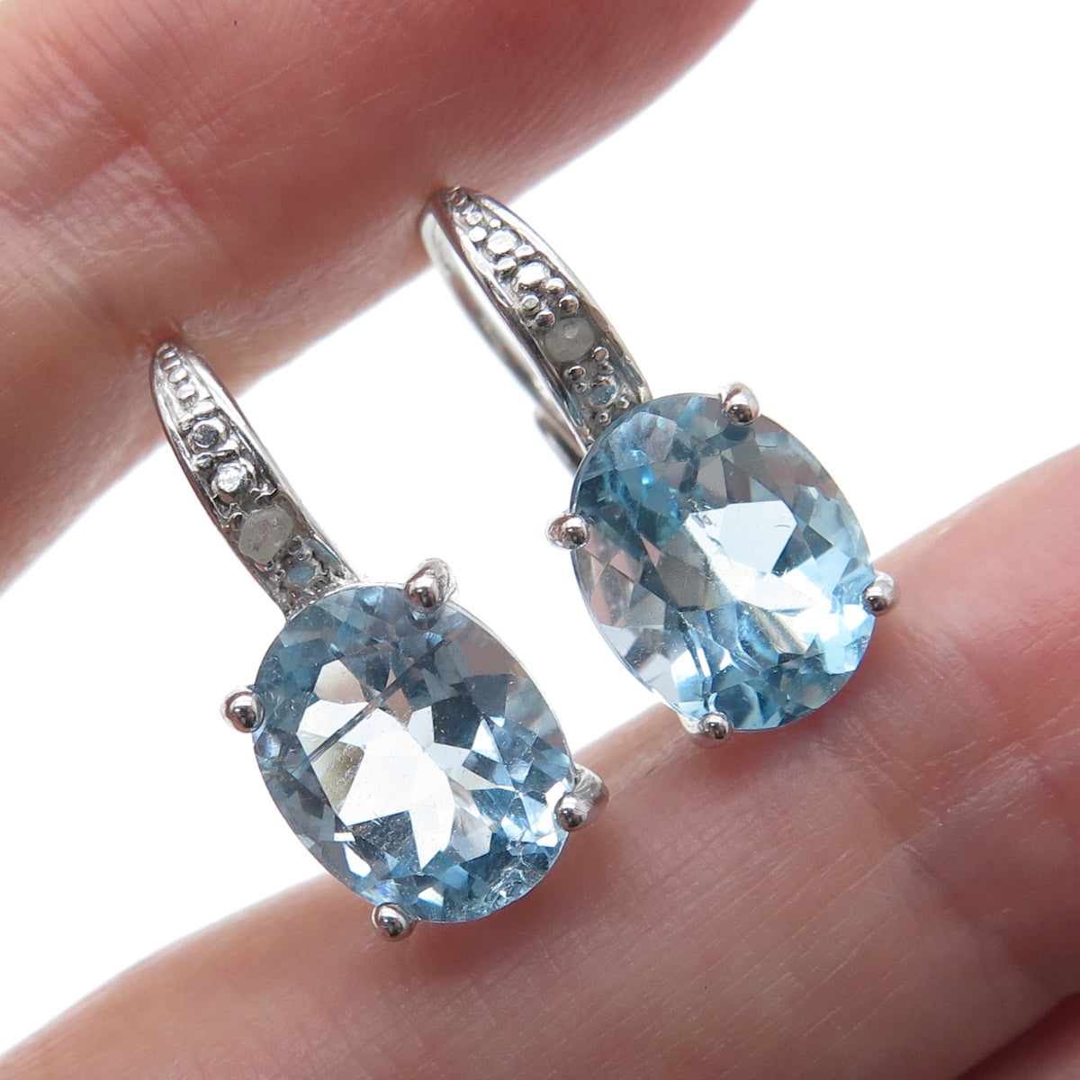 DBJ DEE BERKLE 925 Sterling Silver Real Blue & White Topaz Earrings