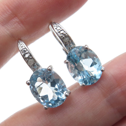 DBJ DEE BERKLE 925 Sterling Silver Real Blue & White Topaz Earrings