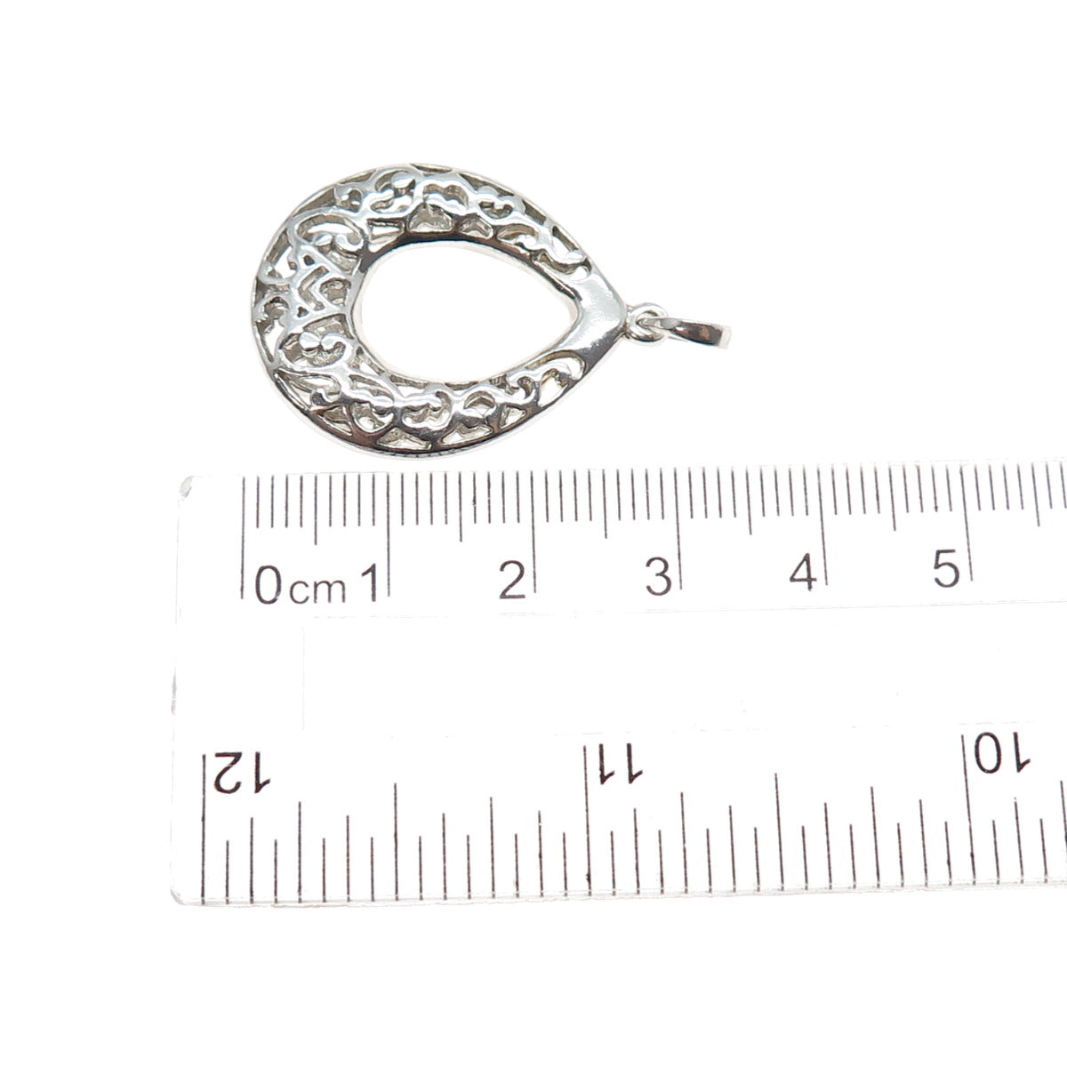 925 Sterling Silver Vintage Ornate Teardrop Charm Pendant