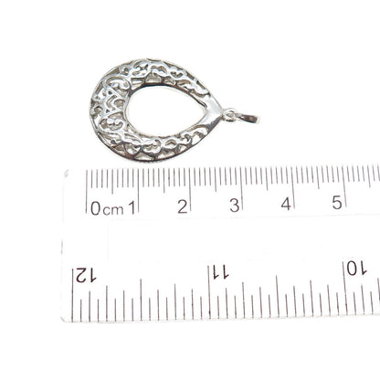925 Sterling Silver Vintage Ornate Teardrop Charm Pendant