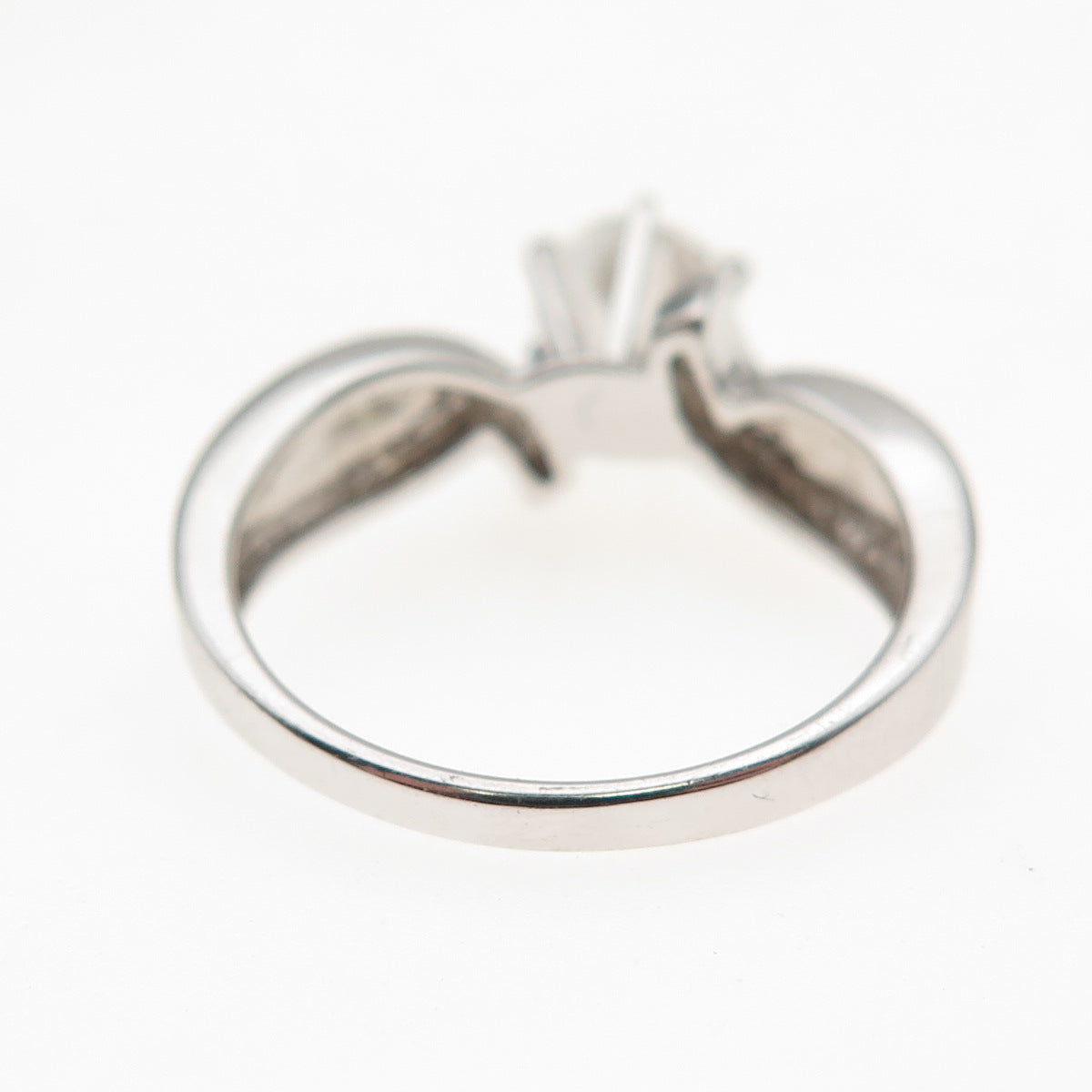 925 Sterling Silver Round-Cut C Z Engagement Bypass Ring Size 7.25