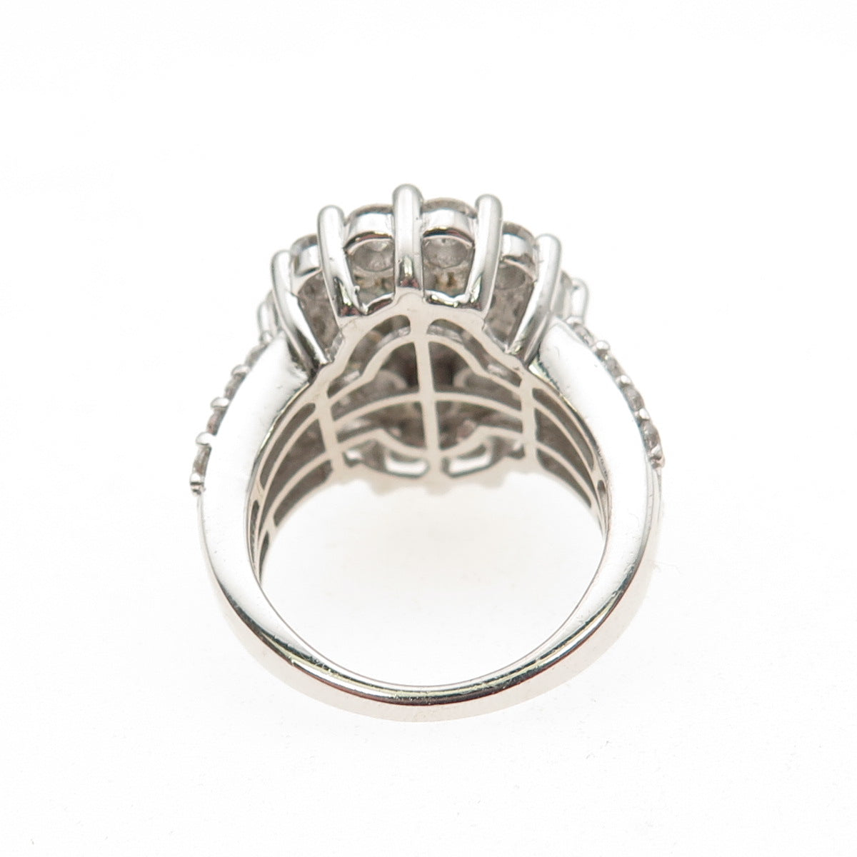 SAMARA SJD 925 Sterling Silver Round & Emerald-Cut C Z Ring Size 6
