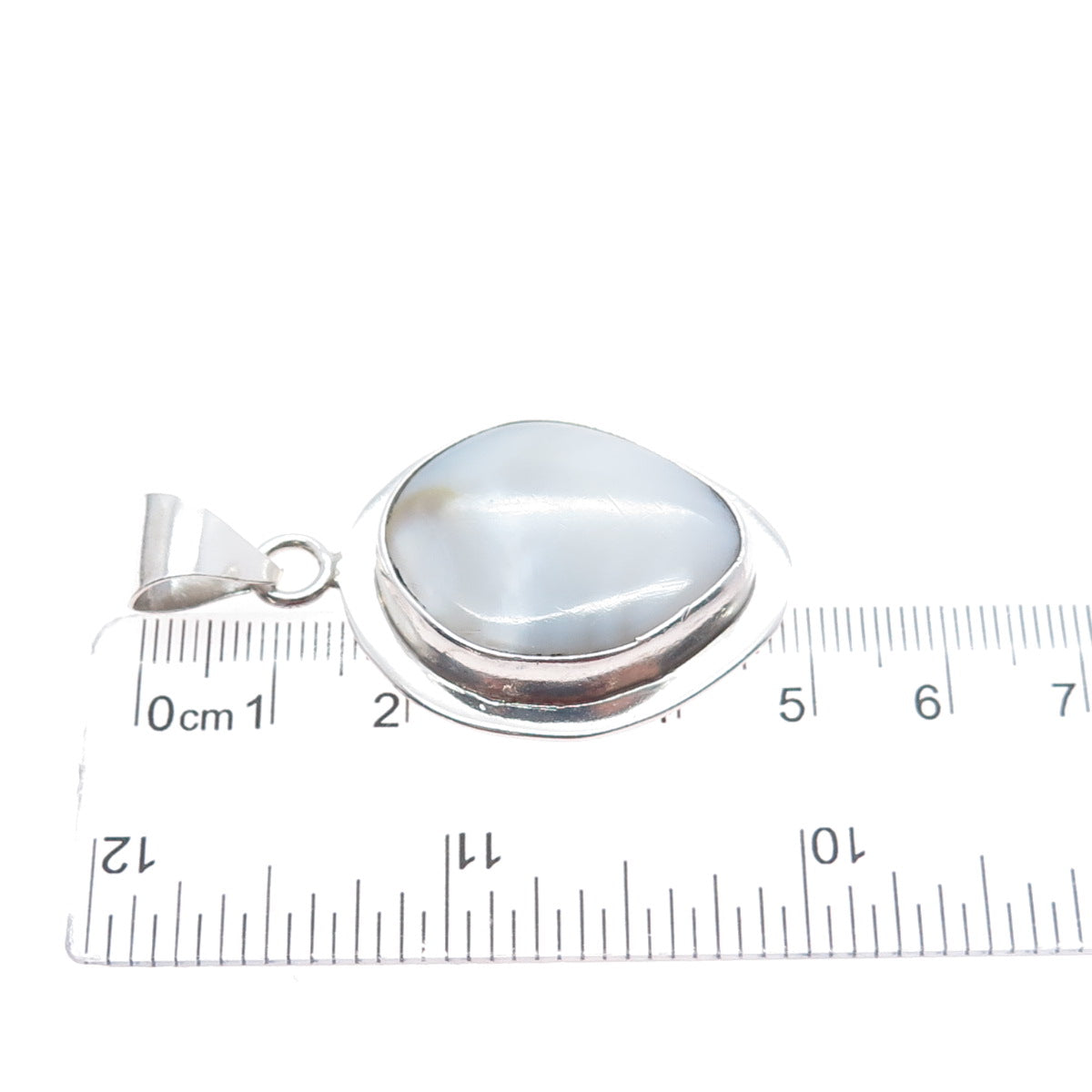925 Sterling Silver Vintage Mexico Real MOP Modernist Charm Pendant