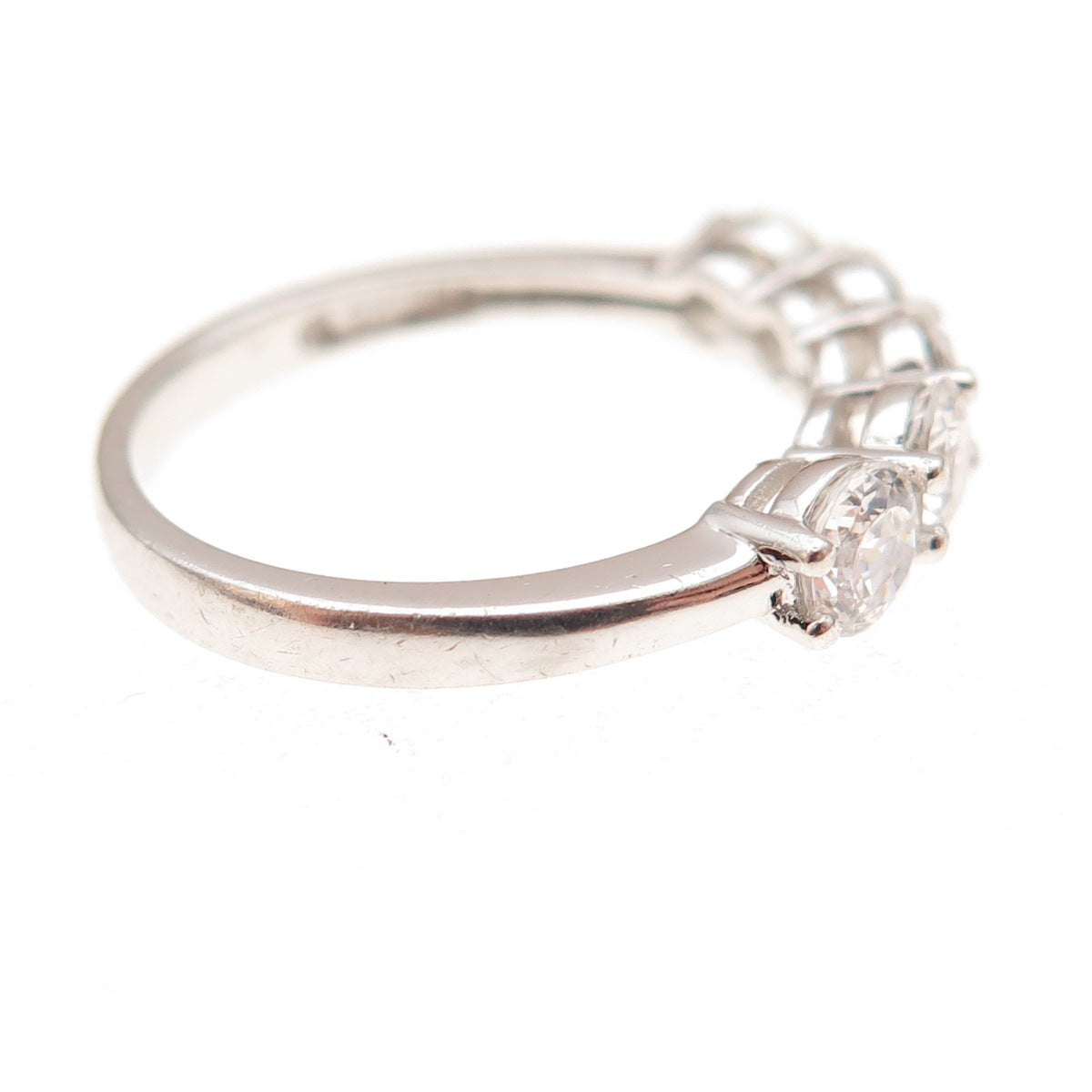925 Sterling Silver Round-Cut C Z Half Eternity Band Ring Size 6.25