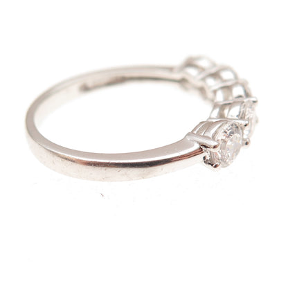 925 Sterling Silver Round-Cut C Z Half Eternity Band Ring Size 6.25
