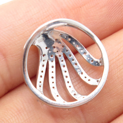 925 Sterling Silver Round-Cut C Z Wavy Slide Pendant