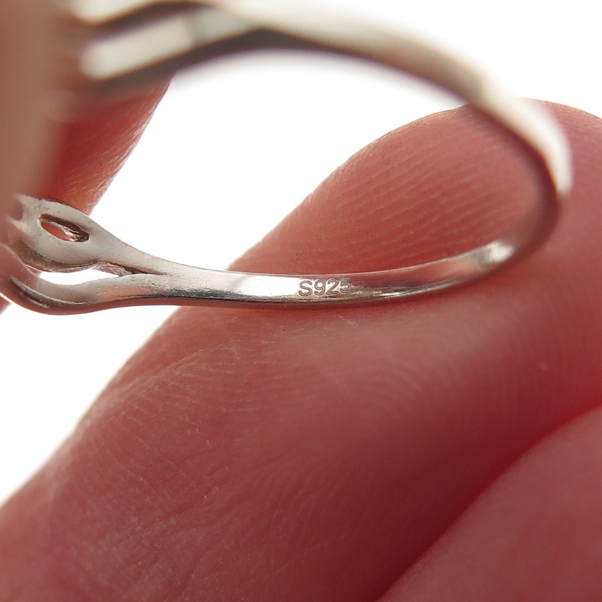 925 Sterling Silver Vintage Real Moonstone & C Z Oxidized Ring Size 9.25