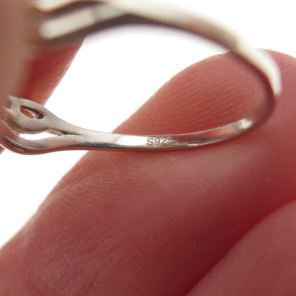 925 Sterling Silver Vintage Real Moonstone & C Z Oxidized Ring Size 9.25