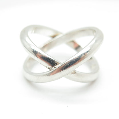 925 Sterling Silver Vintage Crisscross Ring Size 6.5