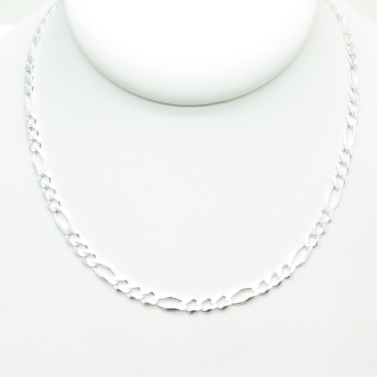 HAN 925 Sterling Silver Italy Figaro Chain Necklace 20"