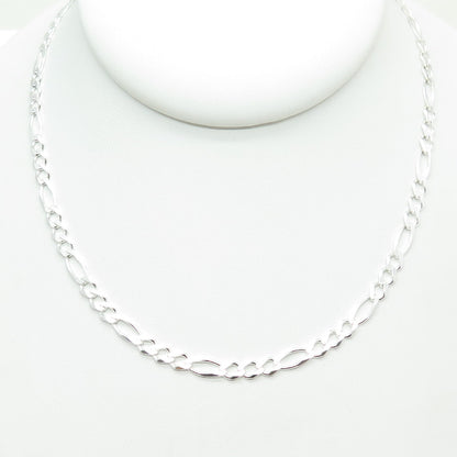 HAN 925 Sterling Silver Italy Figaro Chain Necklace 20"