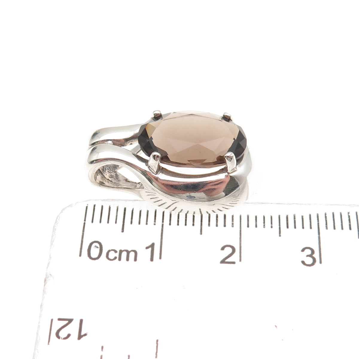 Kabana 925 Sterling Silver Vintage Real Smoky Quartz Mini Slide Charm Pendant