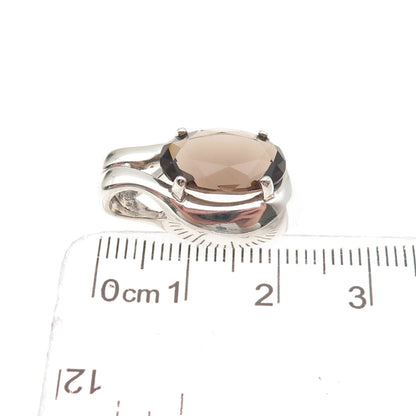 Kabana 925 Sterling Silver Vintage Real Smoky Quartz Mini Slide Charm Pendant