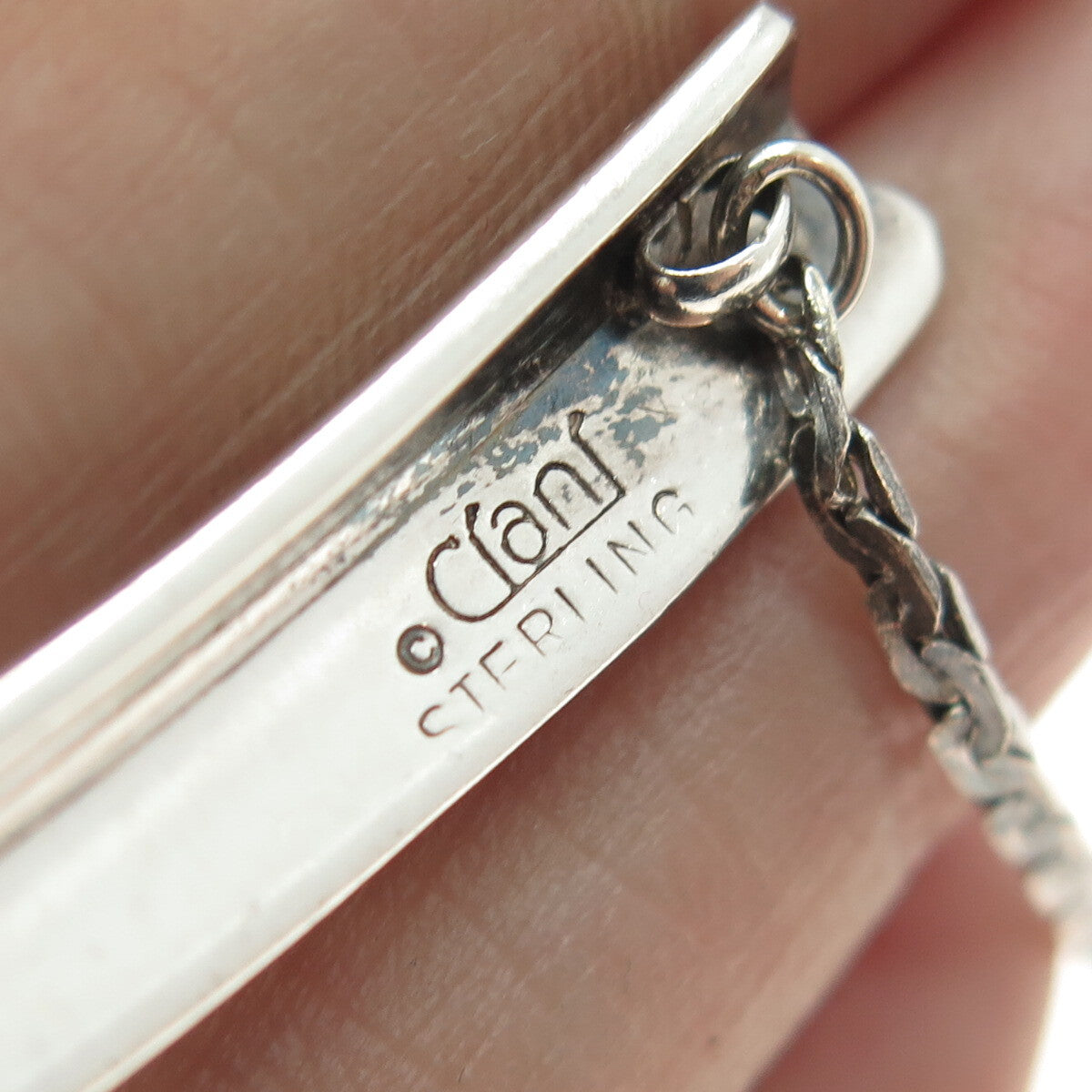 CIANI 925 Sterling Silver Vintage Modernist "V" Chain Necklace 20"