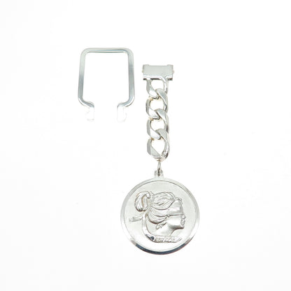 925 Sterling Silver Vintage Italy Karizia SPA Logo Key Chain Fob Ring Holder