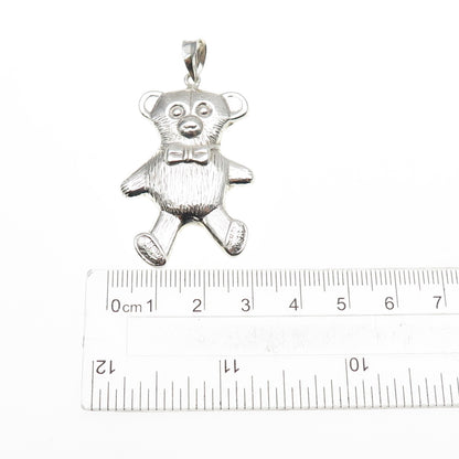 925 Sterling Silver Vintage Teddy Bear Oxidized Pendant