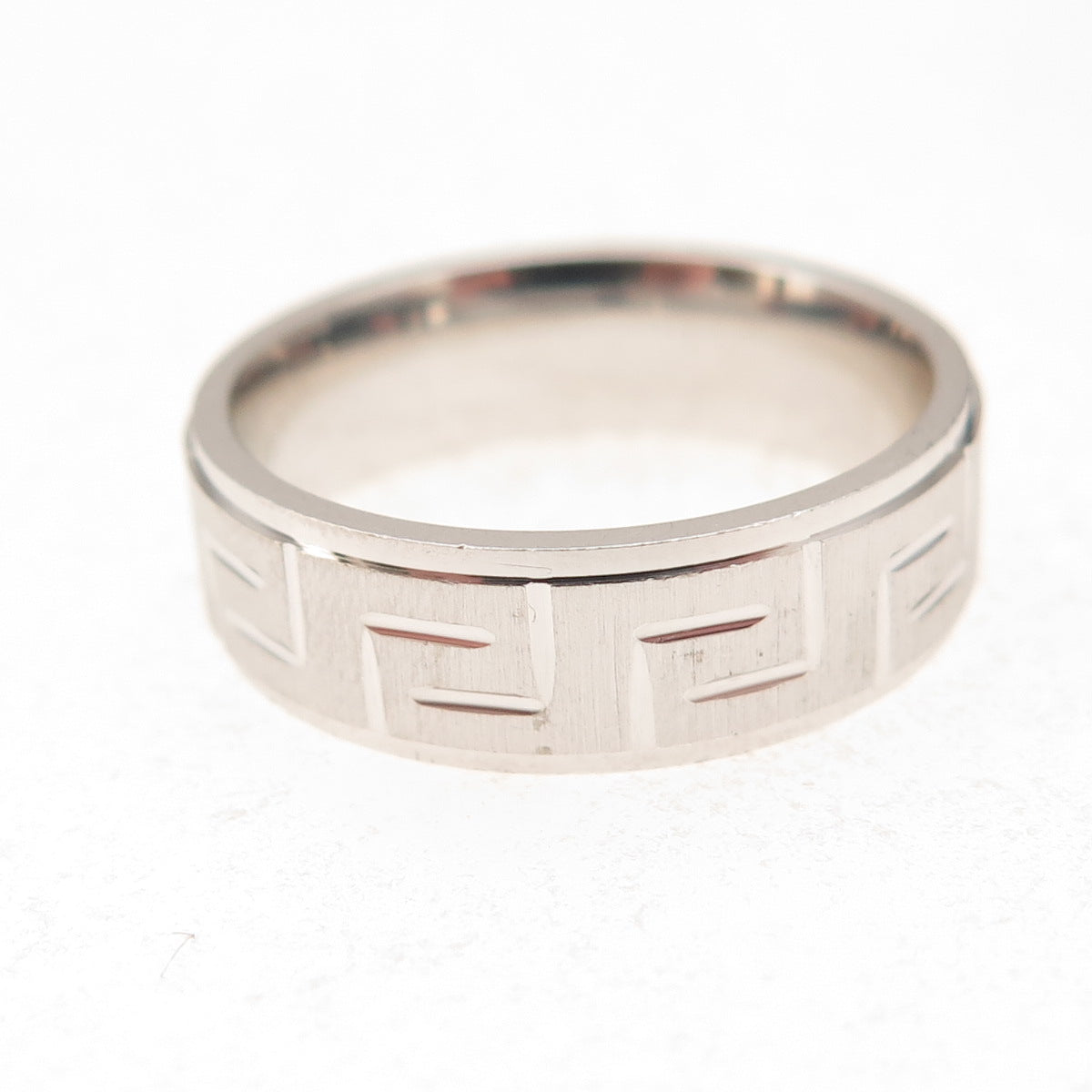 925 Sterling Silver Vintage Greek Key Band Ring Size 7.25