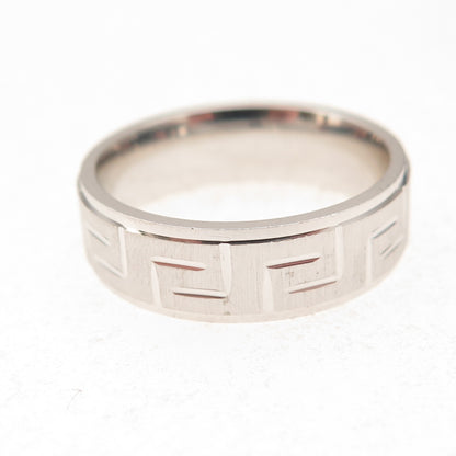 925 Sterling Silver Vintage Greek Key Band Ring Size 7.25