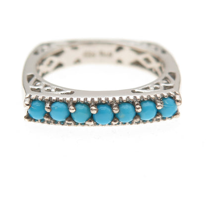 Chuck Clemency 925 Sterling Silver Real Turquoise Square Band Ring Size 8.25