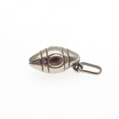 925 Sterling Silver Vintage Italy Football Ball Oxidized 3D Mini Charm Pendant