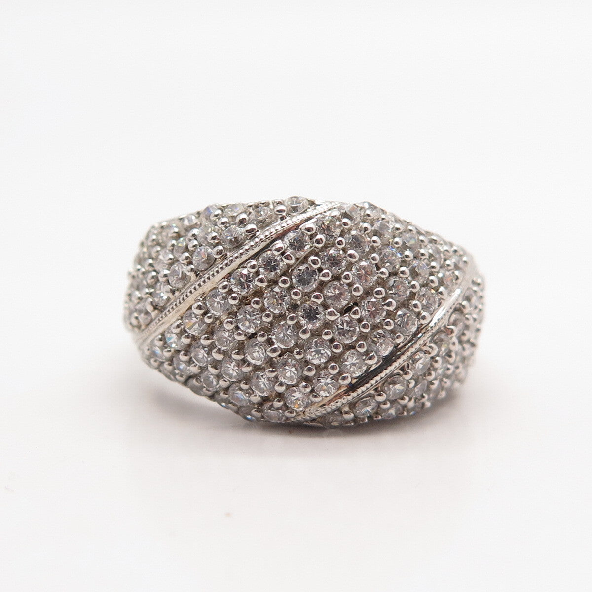 925 Sterling Silver Pave C Z Ring Size 8.25