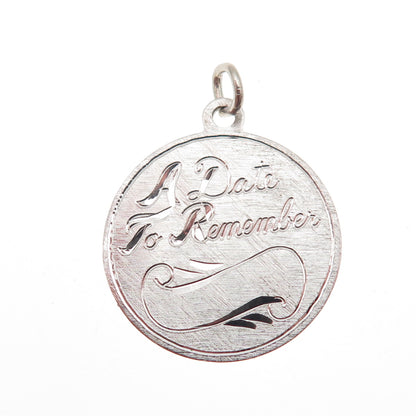 Griffith & Sons 925 Sterling Silver Vintage A Date To Remember Charm Pendant