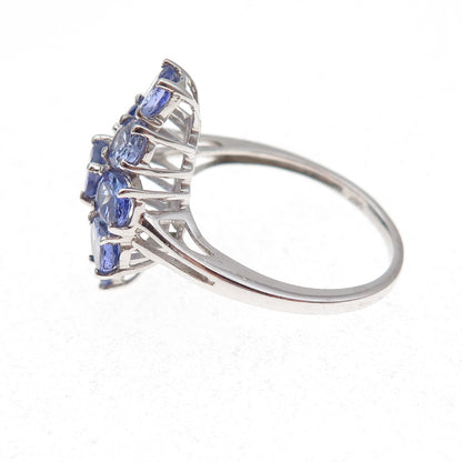Chuck Clemency 925 Sterling Silver Real Oval-Cut Tanzanite Ring Size 8.25