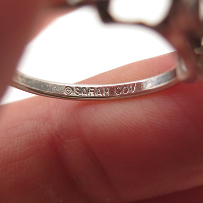 Sarah Coventry Sterling Silver Vintage Real Amethyst Adjustable Ring Size 6.5
