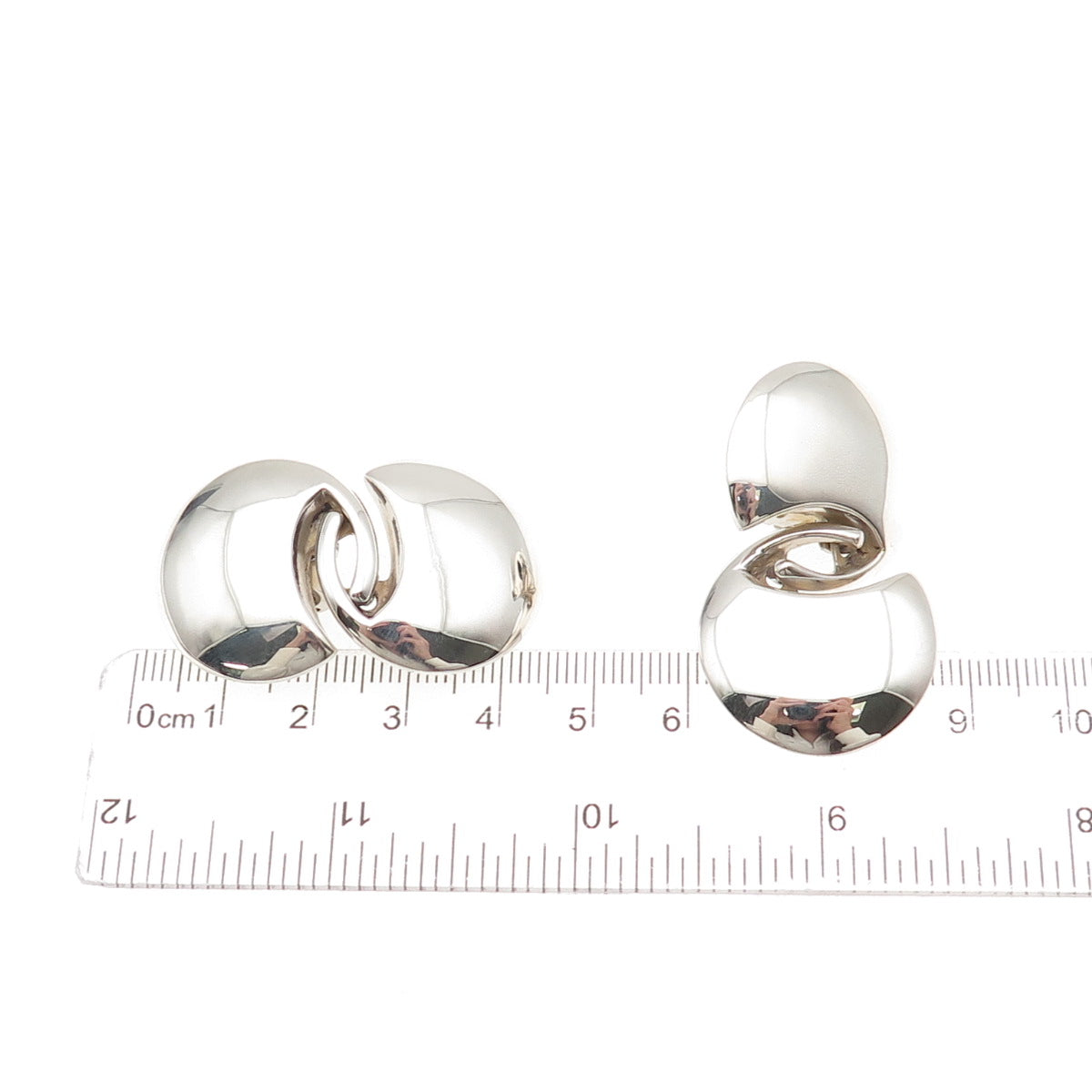 Yukihiro Shibata 925 Sterling Silver Vintage Japan Modernist Clip On Earrings