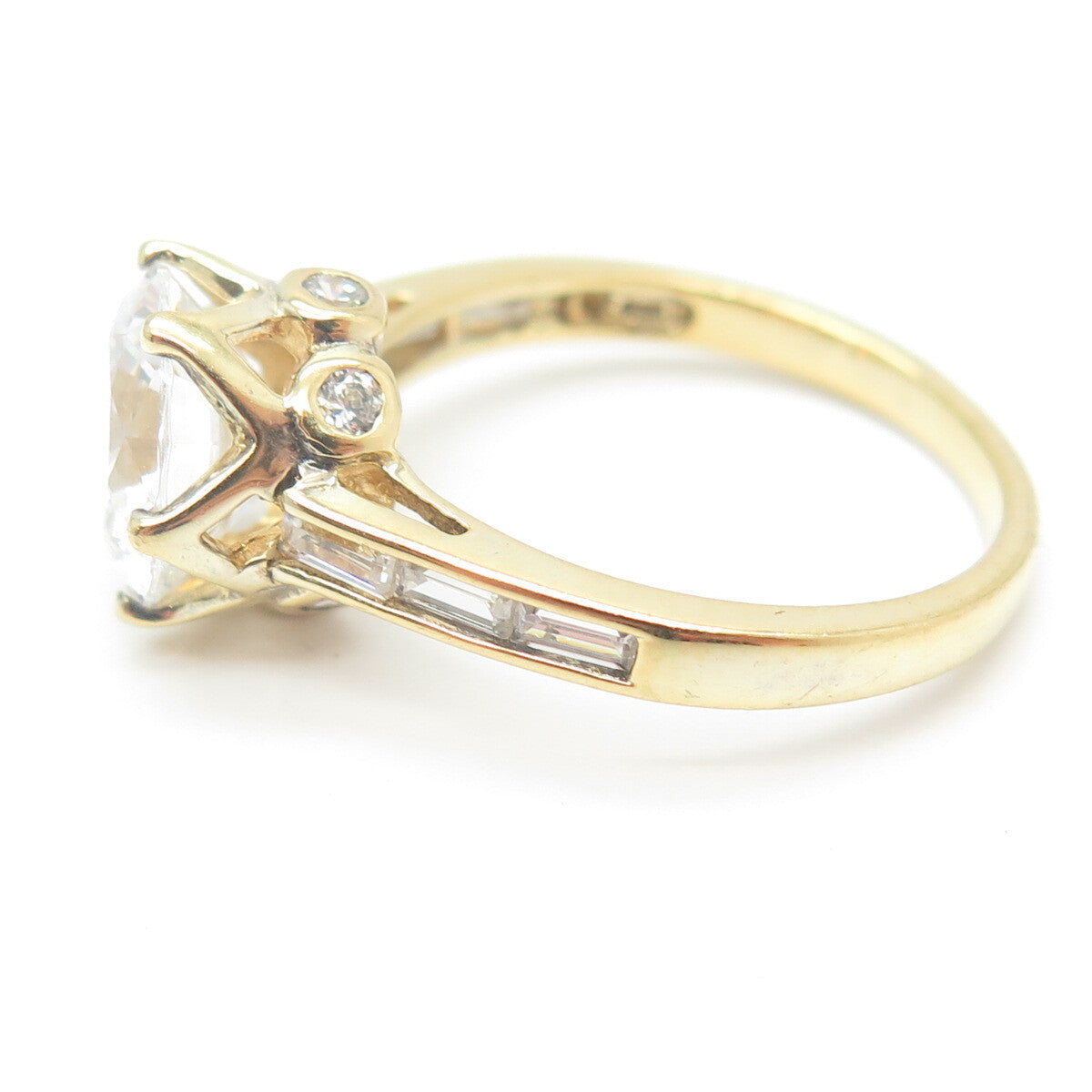 925 Sterling Silver Gold Plated Round-Cut C Z Engagement Ring Size 9.25