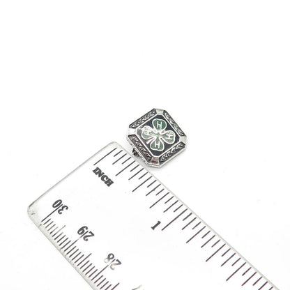 925 Sterling Silver Enamel Vintage Metal Illinois State 4-H Clover Pin Brooch