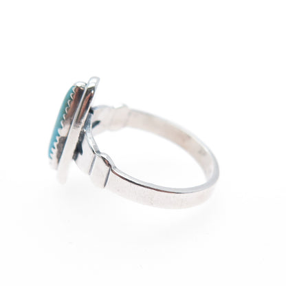 Old Pawn 925 Sterling Silver Vintage Southwestern Turquoise Tribal Ring Size 4.5