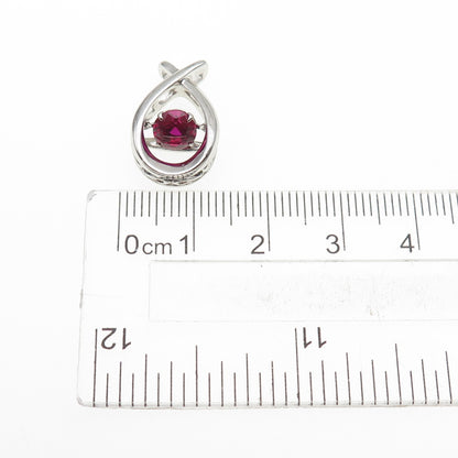 SAI 925 Sterling Silver Round-Cut Lab-Created Ruby Mini Slide Charm Pendant