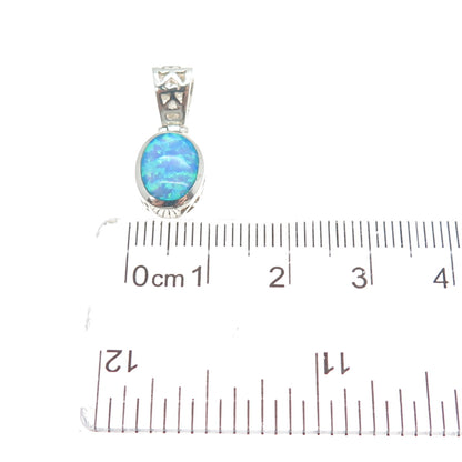 925 Sterling Silver Real Oval-Cut Opal Minimalist Charm Pendant