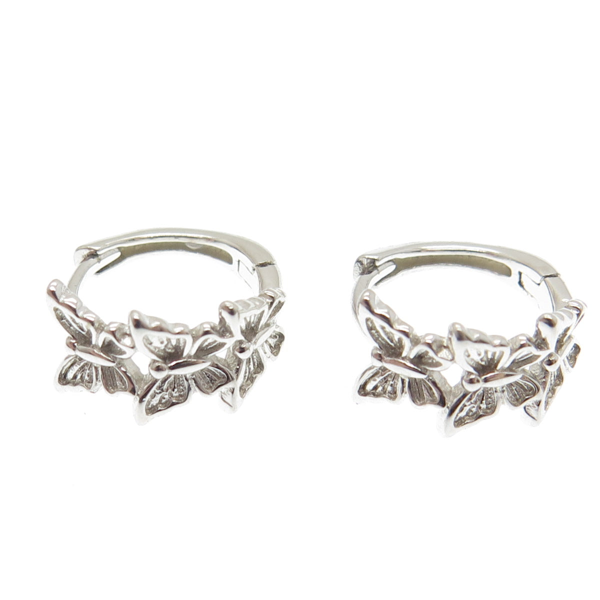 925 Sterling Silver Butterfly Hoop Earrings